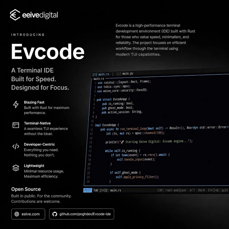 Evcode — Terminal IDE screenshot 1