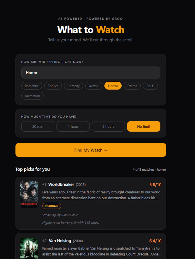 What to Watch AI screenshot 2