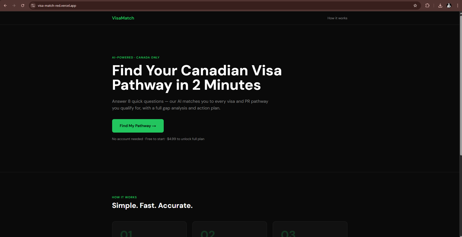 VisaMatch  - Screenshot 2 showing product features and functionality