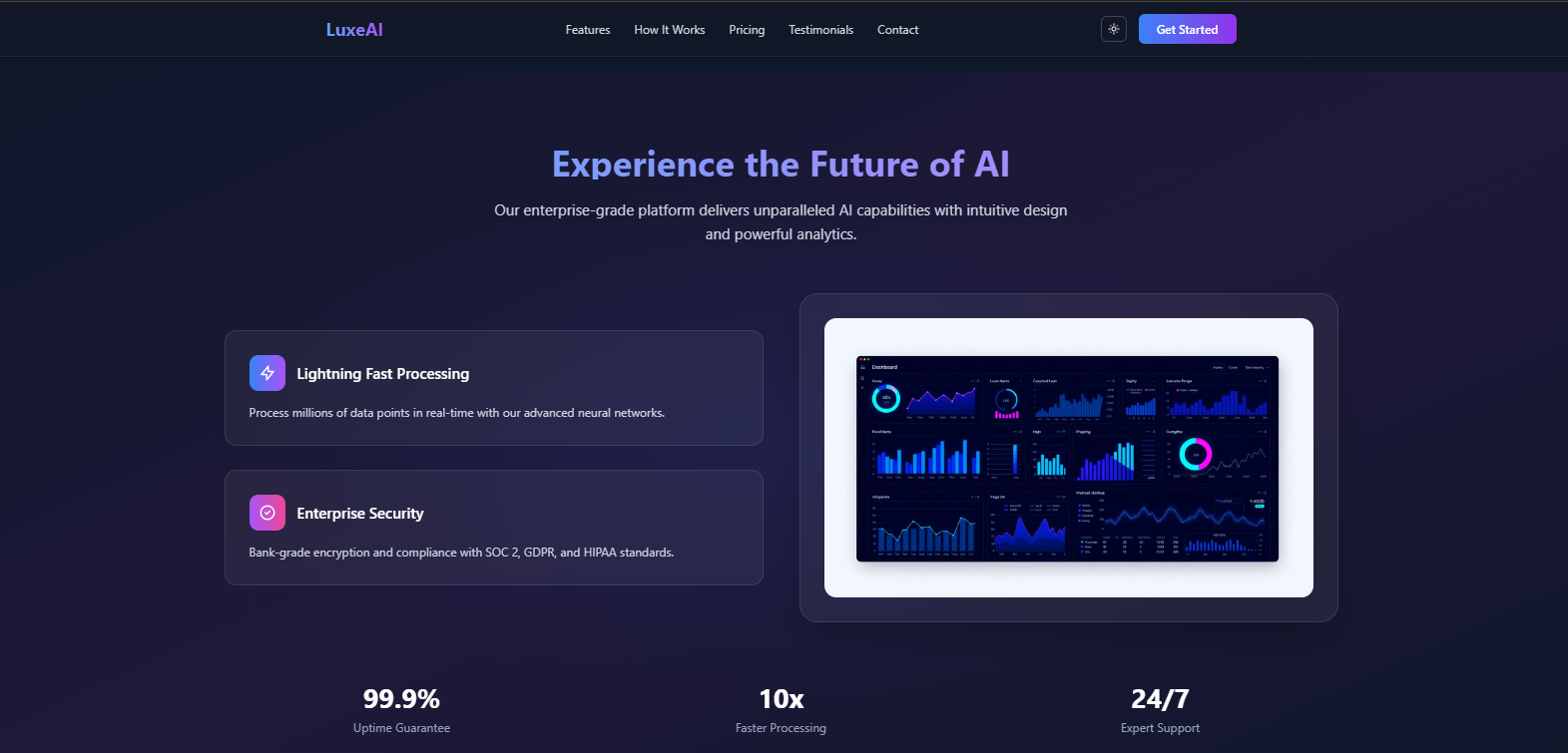 LuxeAI – Premium AI SaaS Landing Page gallery image
