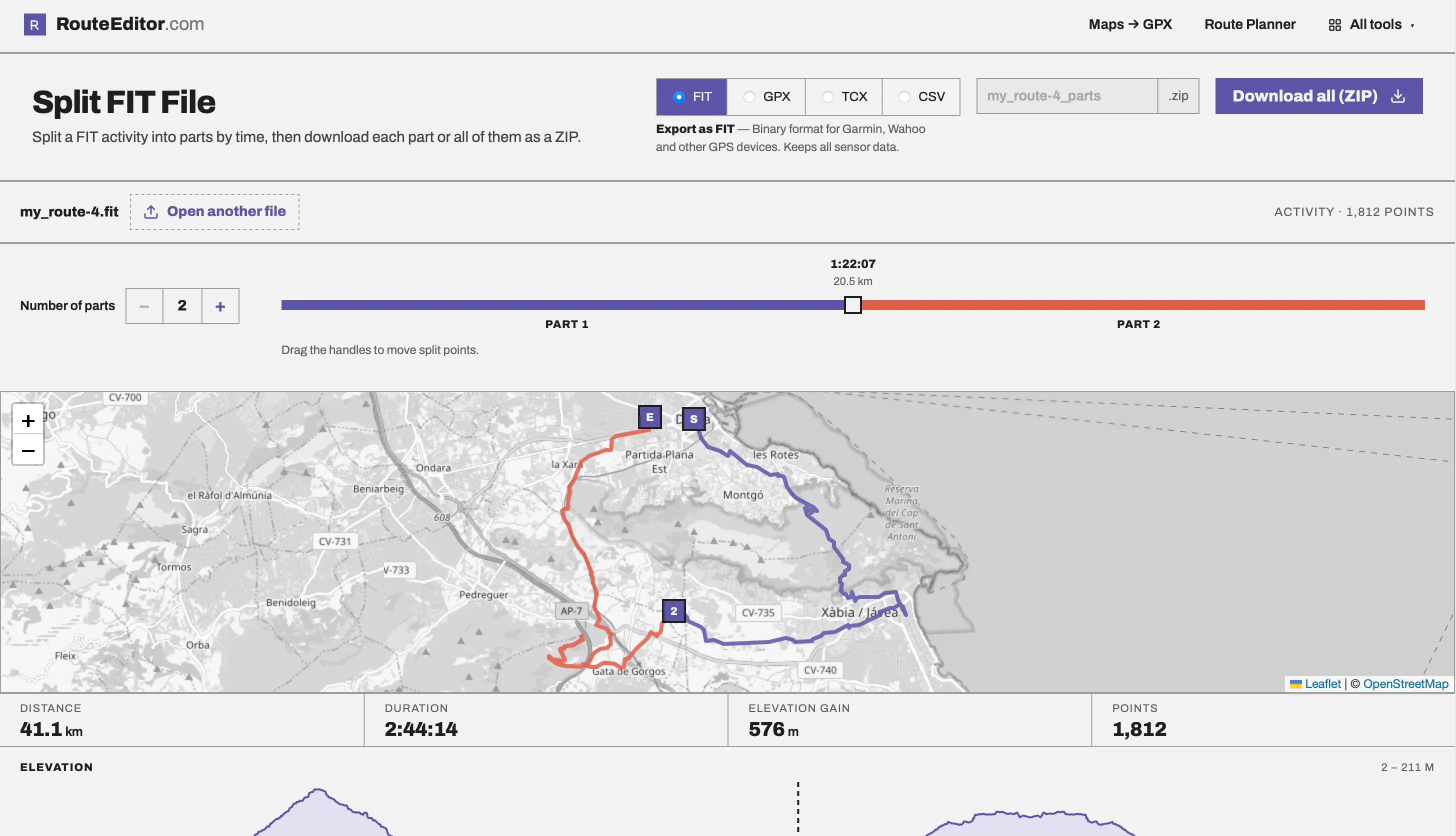 RouteEditor.com — GPX, FIT & TCX tools gallery image