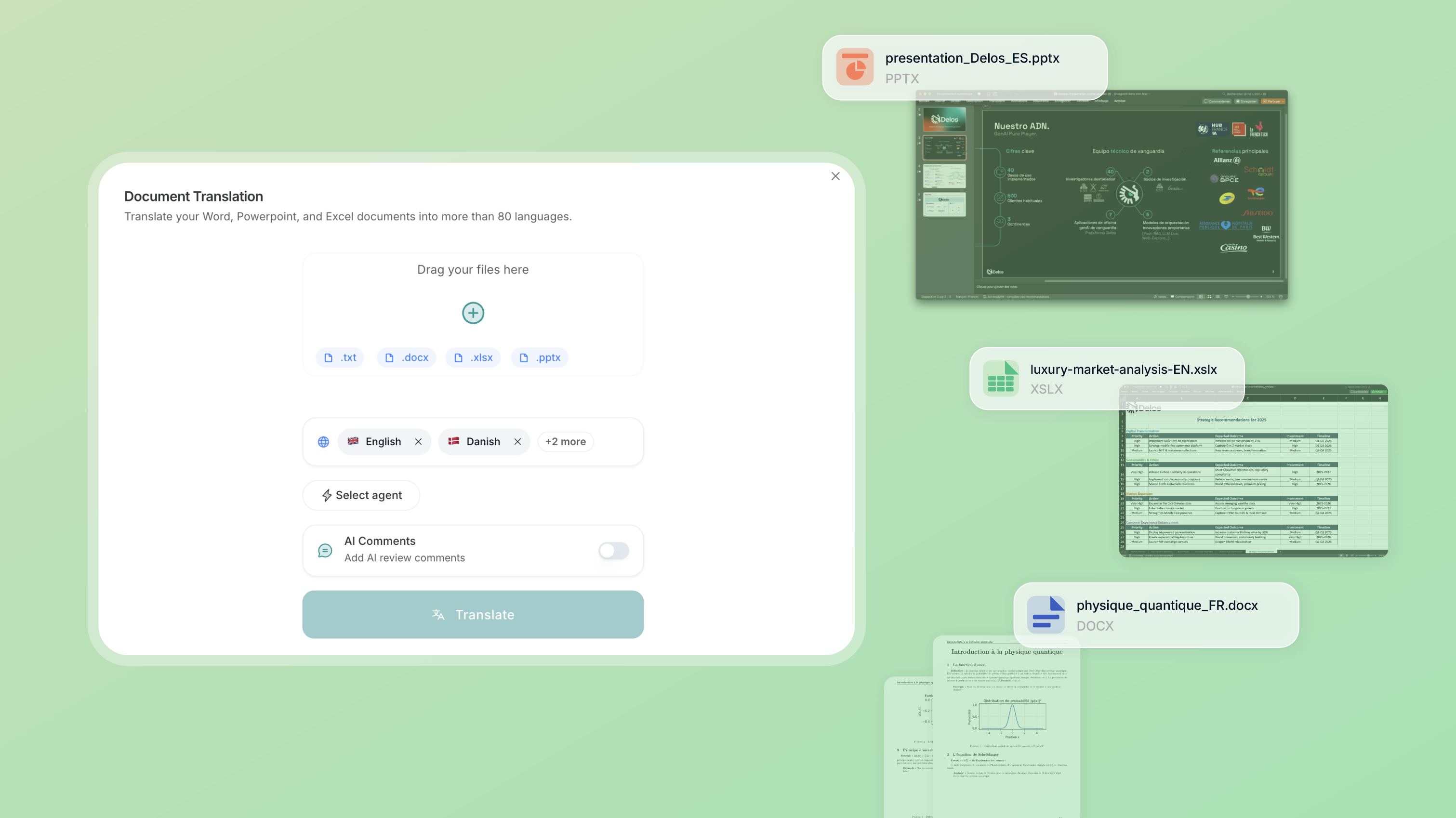 Delos Trad - Agentic AI Translator - Screenshot 2 showing product features and functionality