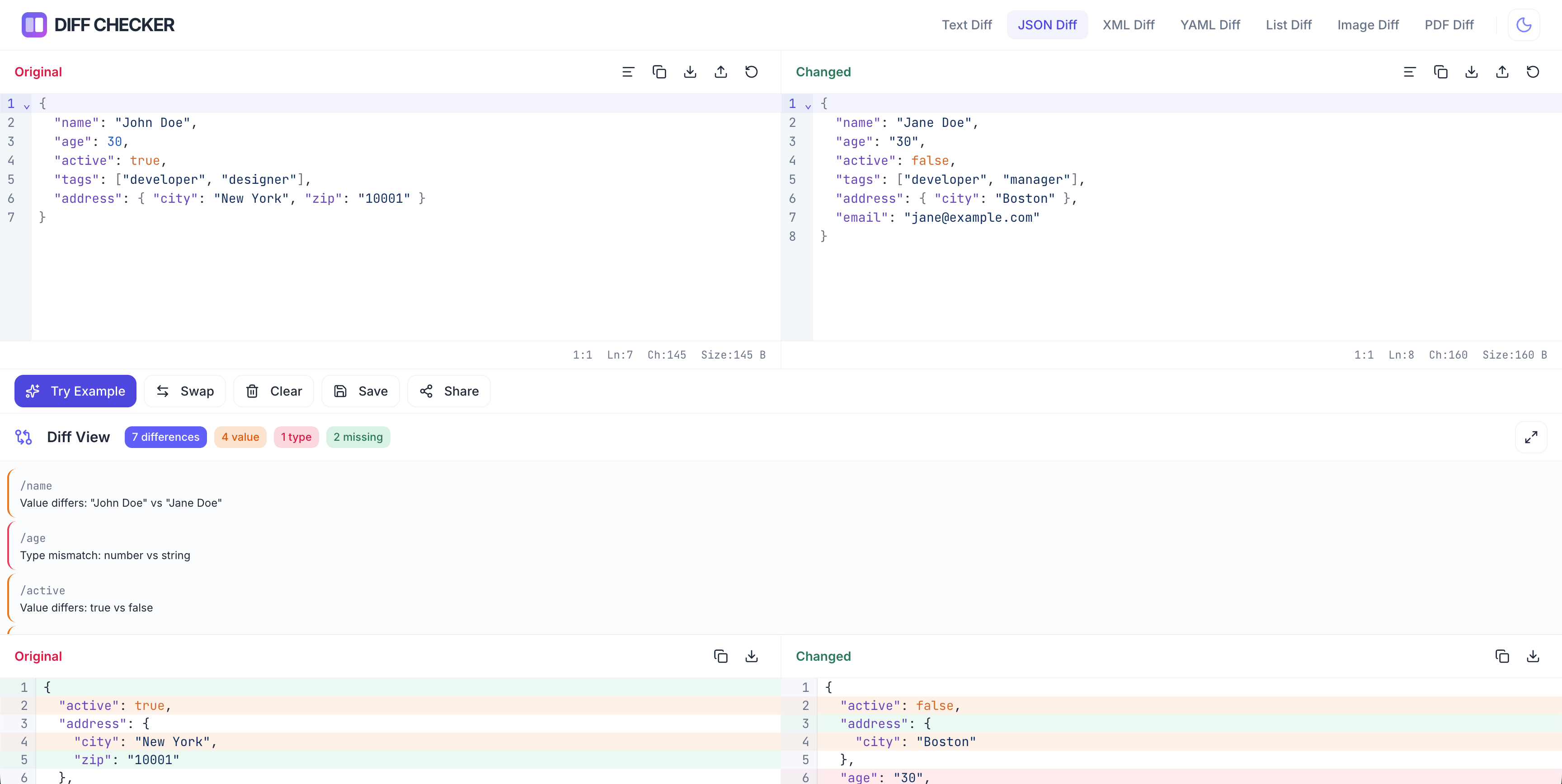 Diff Checker - Screenshot 3 showing product features and functionality