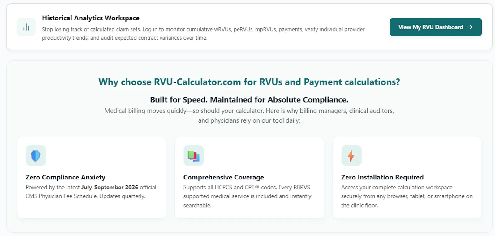 RVU Calculator screenshot 2