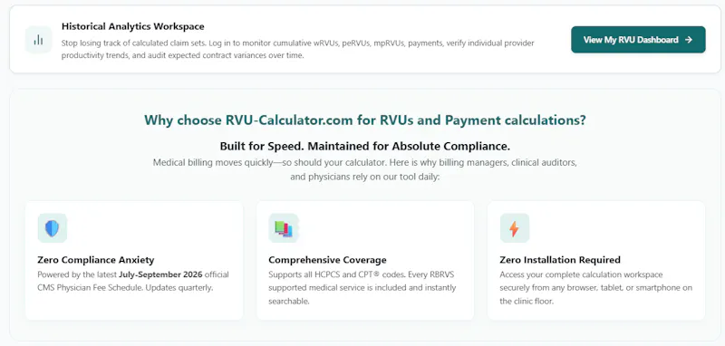 RVU Calculator screenshot 2