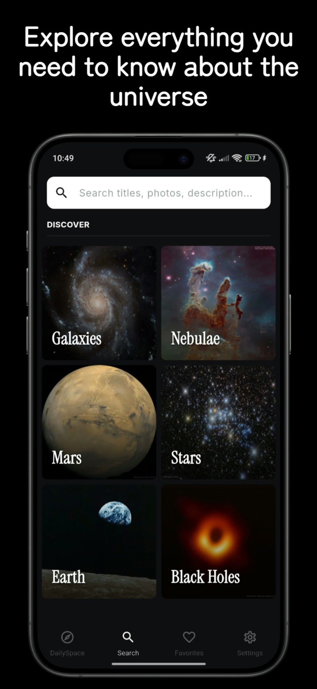 DailySpace: Explore the cosmos - Screenshot 2 showing product features and functionality