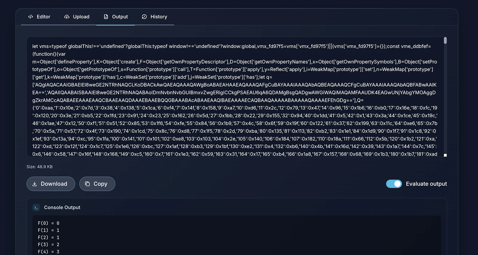 Obfuscator.io screenshot 3