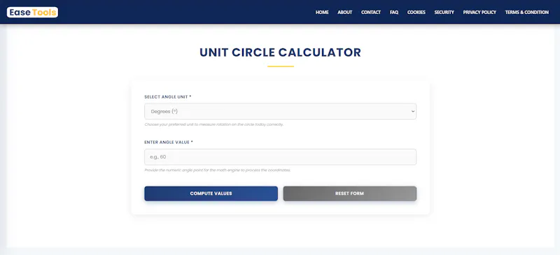 Unit Circle Calculator  screenshot 1