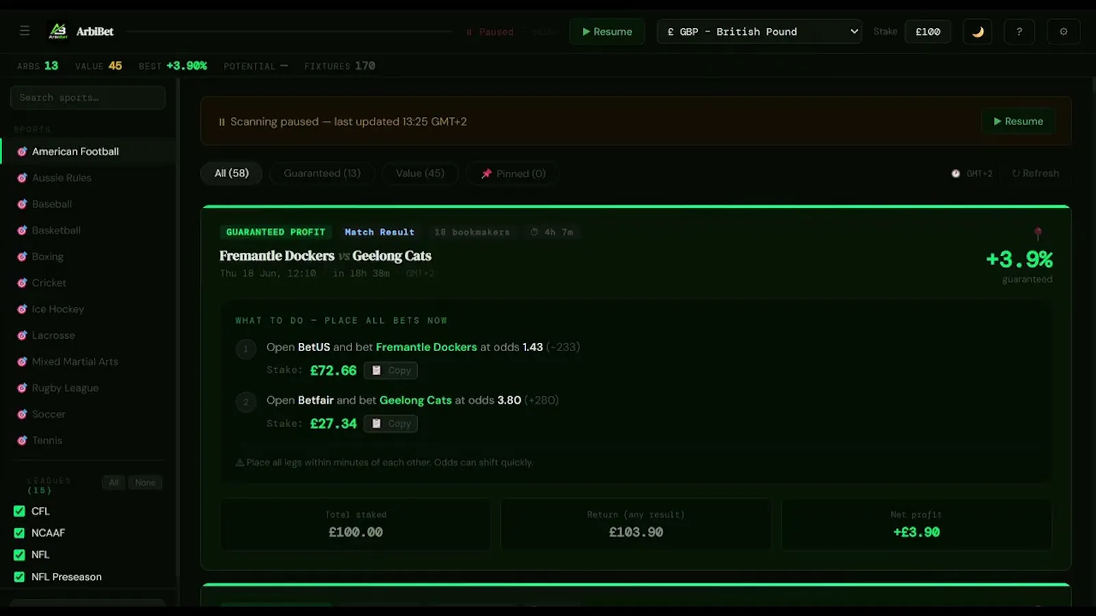 ArbiBet — Find Guaranteed Profits screenshot 1 (video preview)