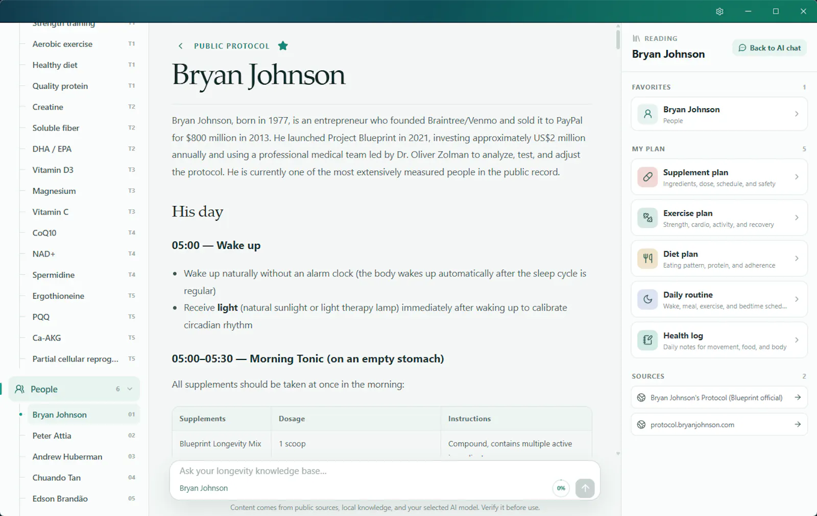 OpenLongevity screenshot 2