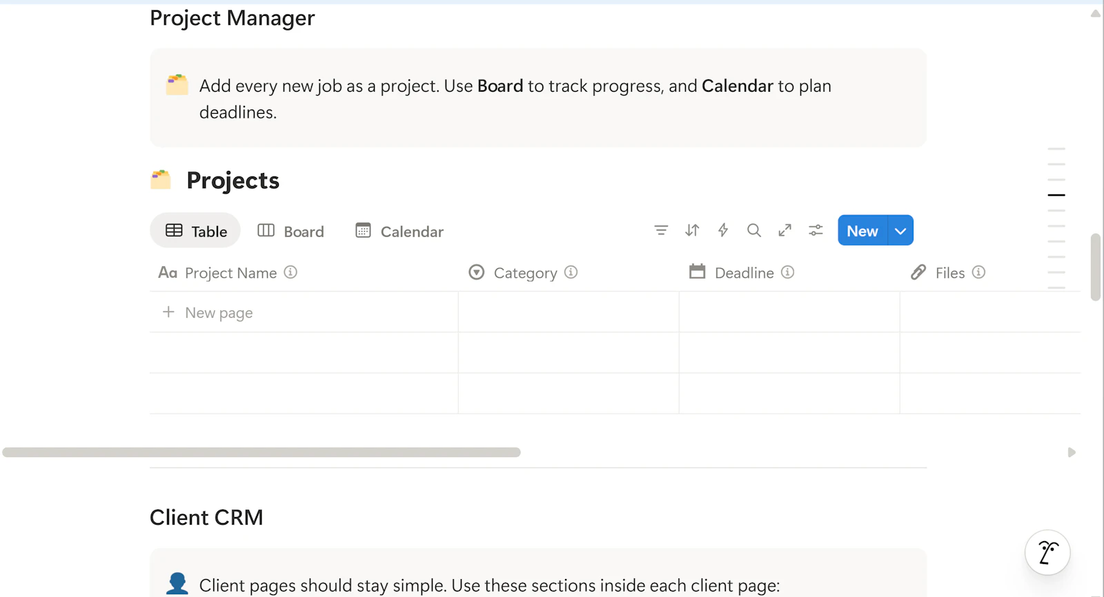Freelance Workspace Notion Template screenshot 3