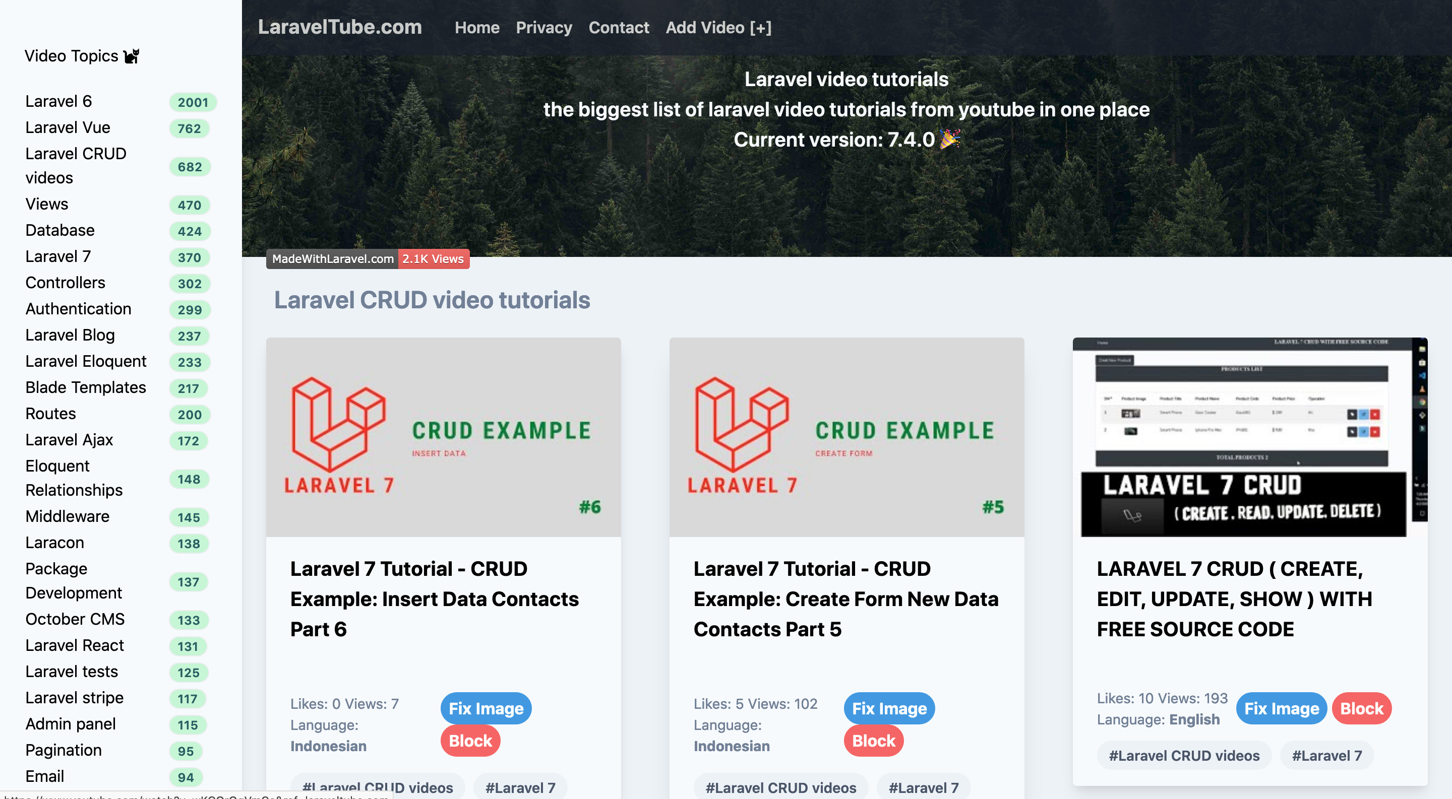 Laravel video tutorials list gallery image