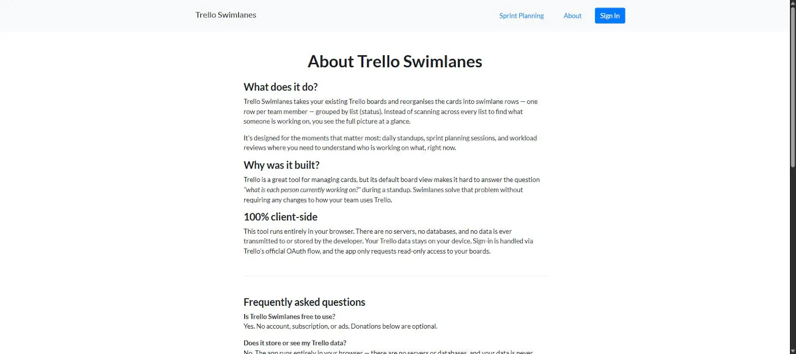 Trello Swimlanes screenshot 1