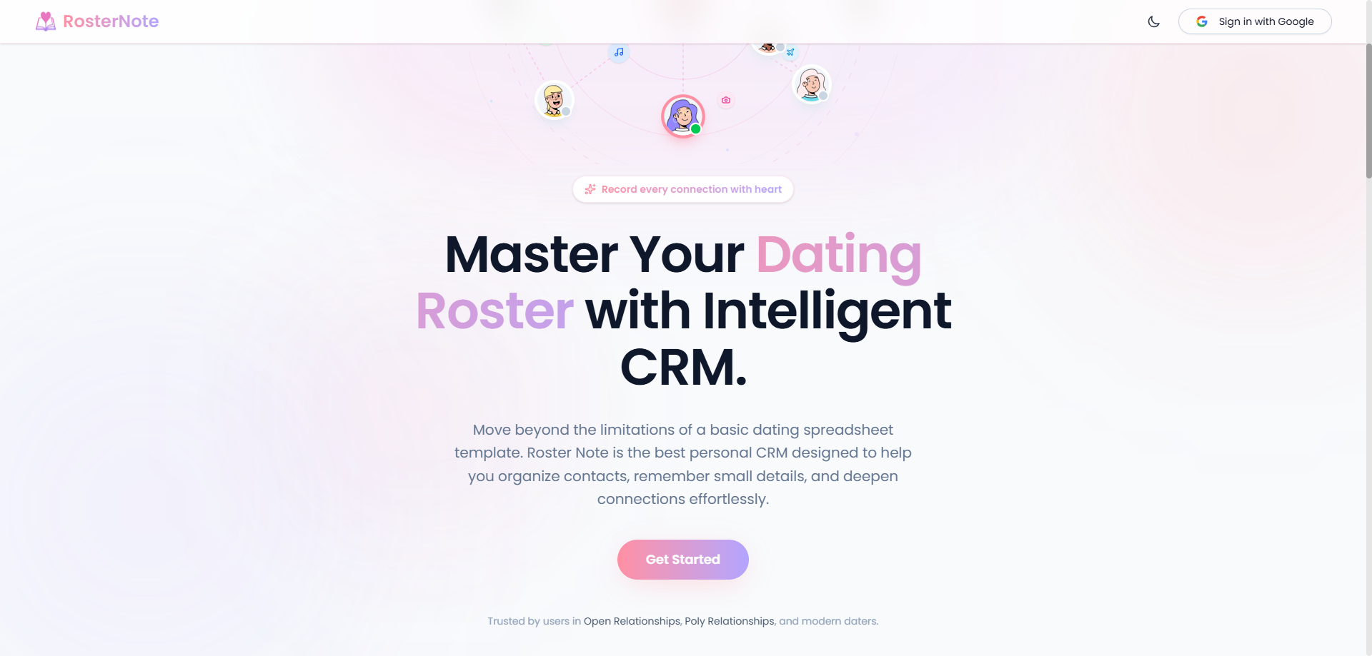 Roster Note - Main product screenshot demonstrating key features and user interface