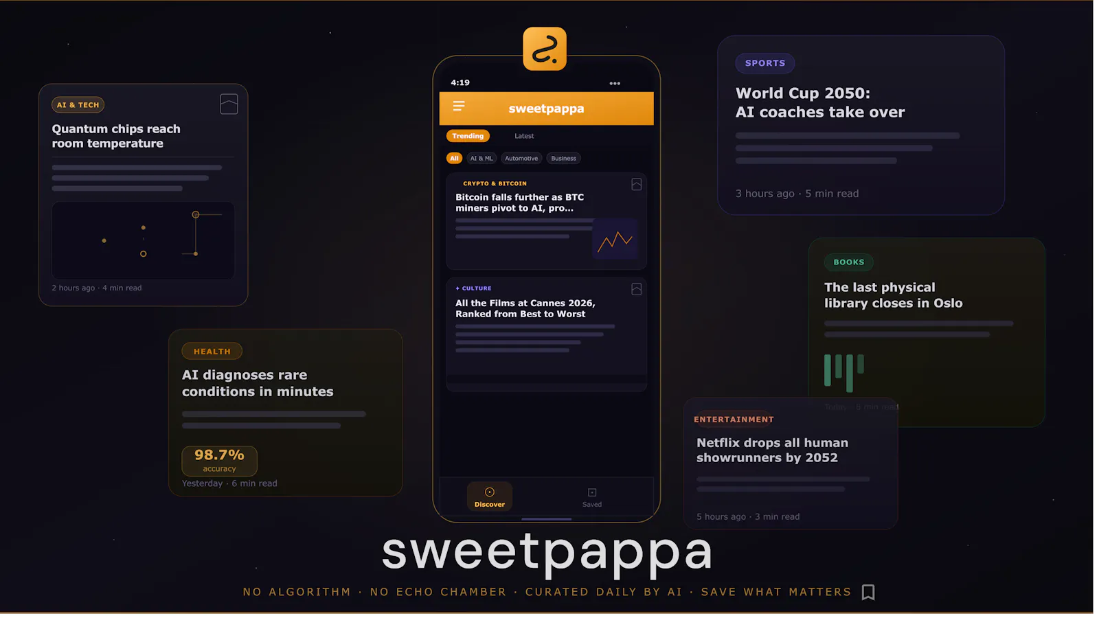 Sweetpappa - AI Curated News Feed screenshot 1