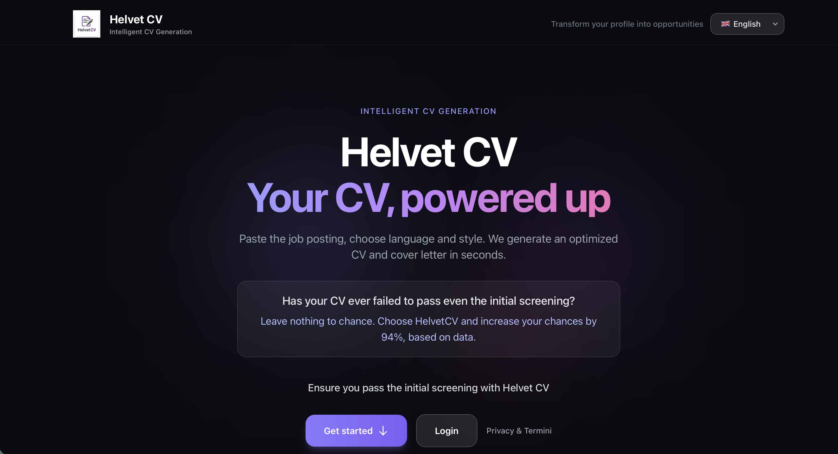 Helvet CV - Main product screenshot demonstrating key features and user interface