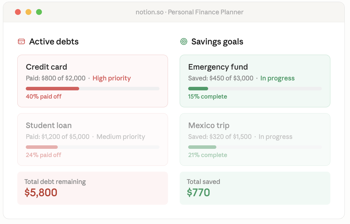 Notion Personal Finance Planner gallery image
