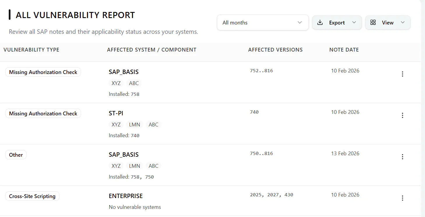 VulnMapper : SAP Vulnerability Mapping  gallery image