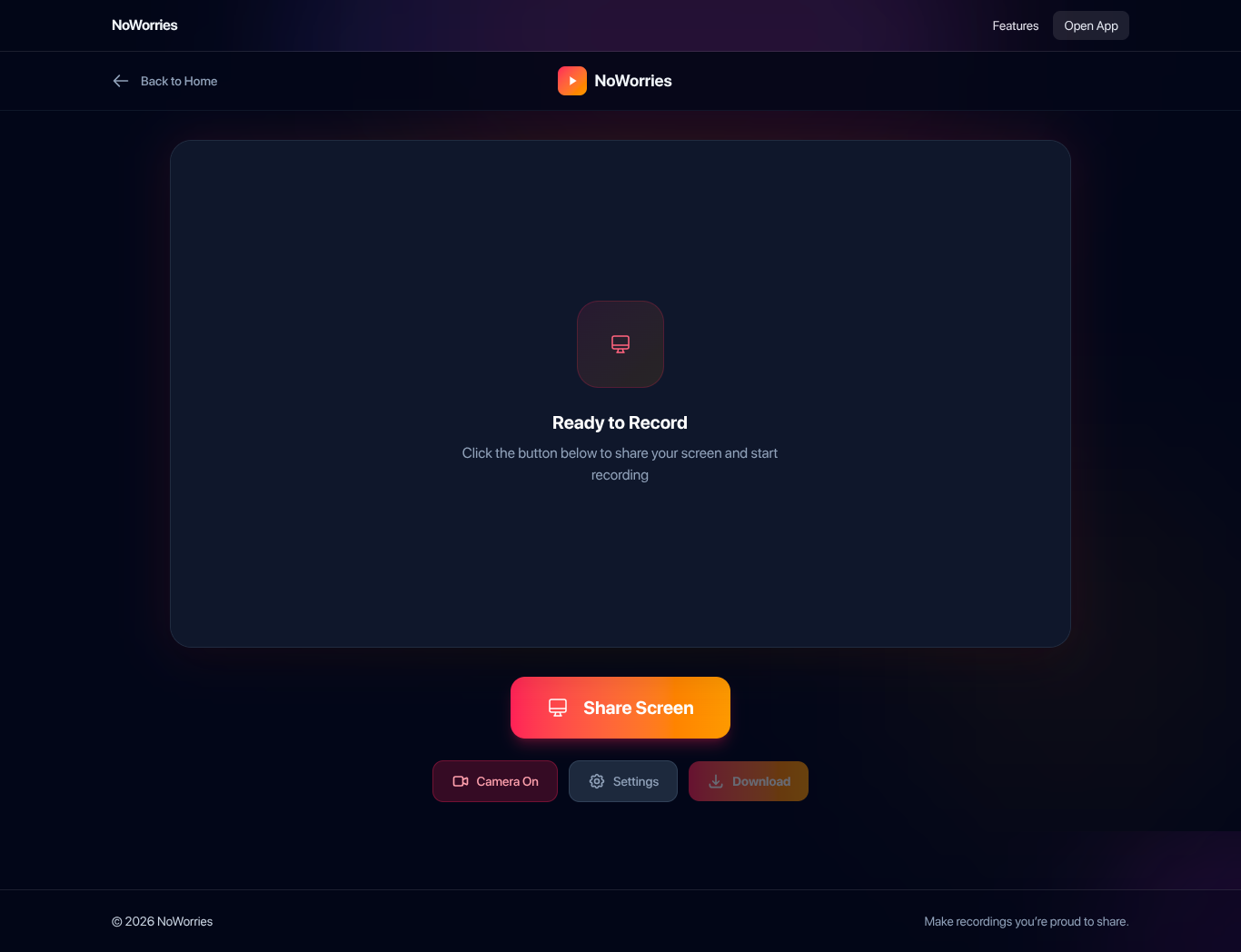 NoWorries — Web Screen Recorder gallery image