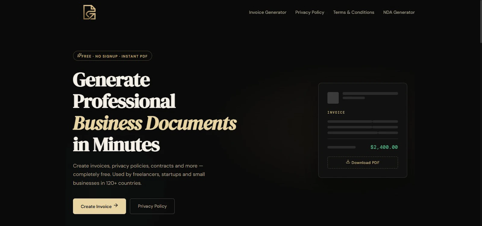 DocGen — Free Invoice Generator screenshot 1