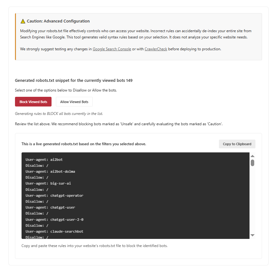 Web Crawler Directory & Bot Database - Screenshot 3 showing product features and functionality