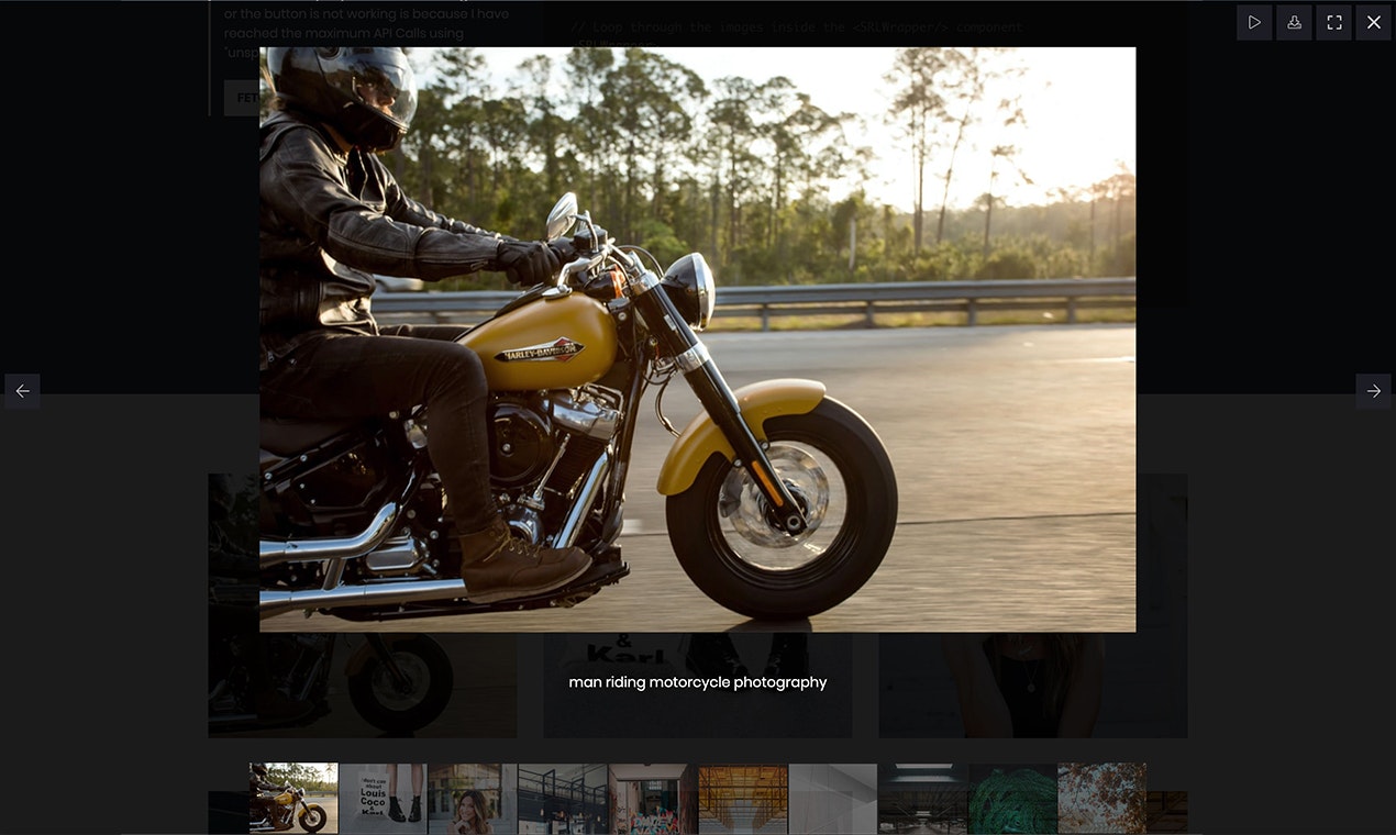 Simple React Lightbox gallery image