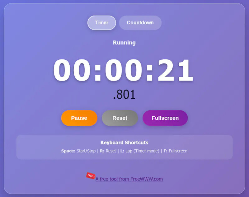 FreeWWW Multi-Timer & Stopwatch screenshot 1