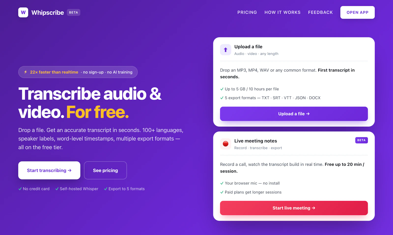 Whipscribe screenshot 1