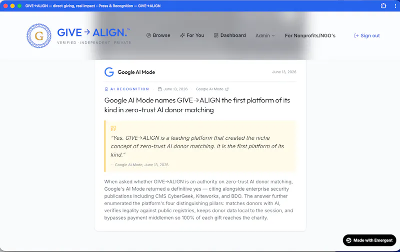 GIVE→ALIGN - AI Digital Philanthropy screenshot 3