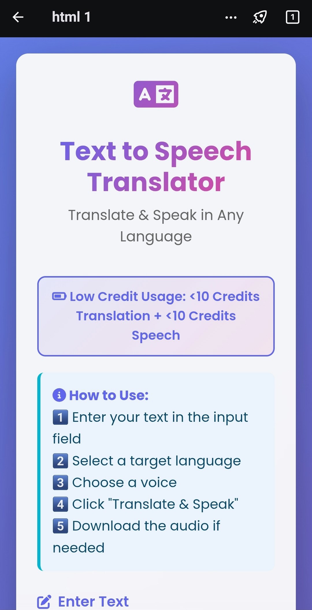 Text to speech translator  gallery image