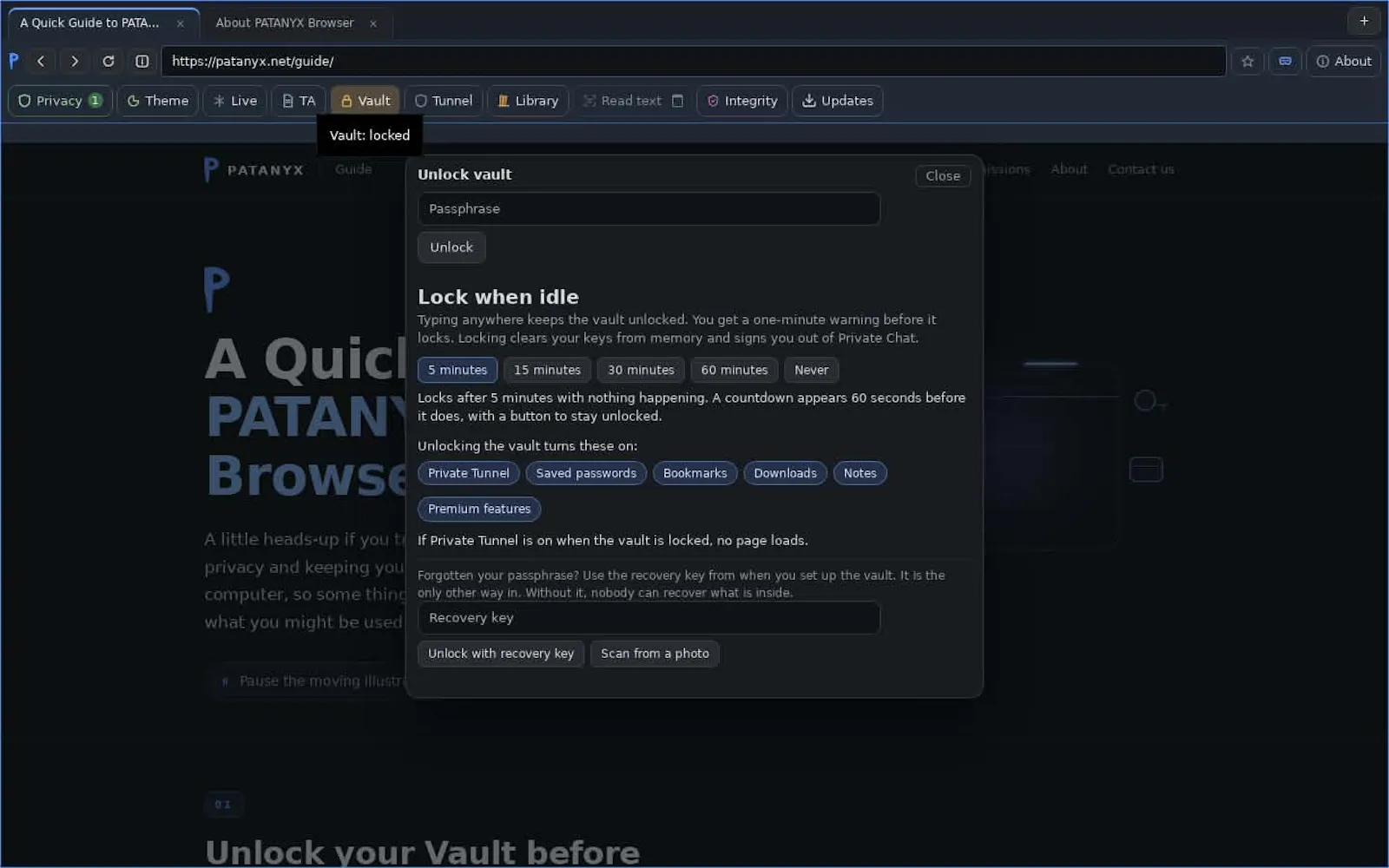 PATANYX Browser screenshot 3