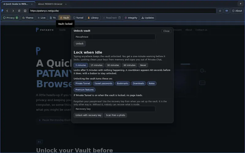 PATANYX Browser screenshot 3