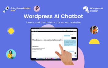 Ilustración de un sitio de WordPress con un complemento de chatbot de inteligencia artificial, desarrollado por ChatGPT, que aumenta los niveles de interacción.