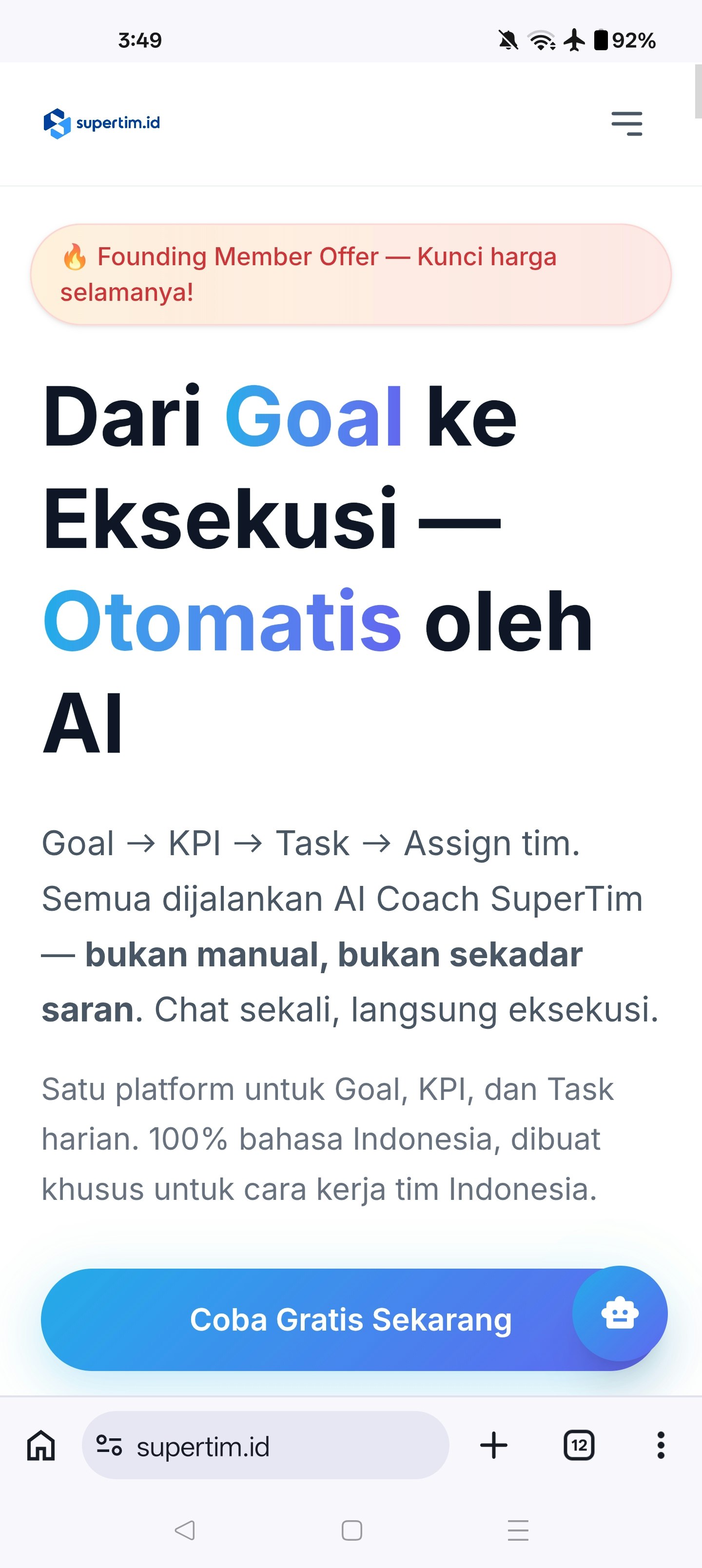 Supertim.id harga founding member