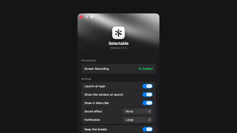 Selectable: OCR & Text Capture screenshot 1 (video preview)