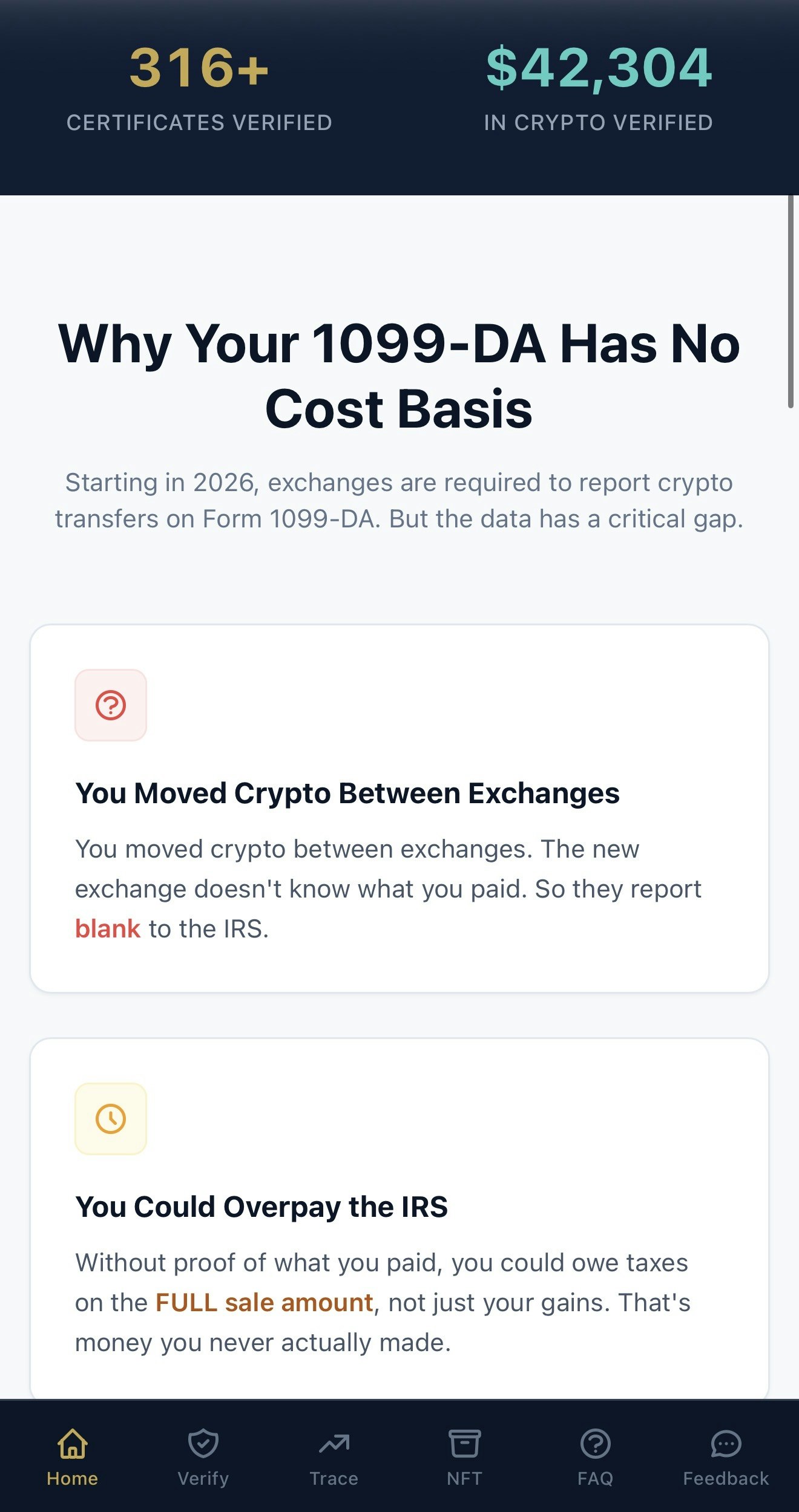 BasisLink Crypto Cost Basis Verification gallery image