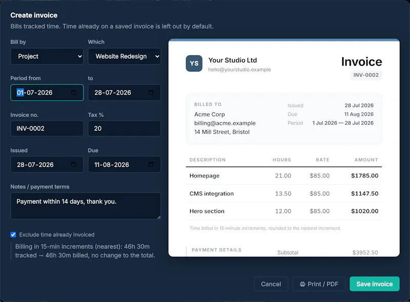 Trac —Local-first Time Tracker screenshot 3