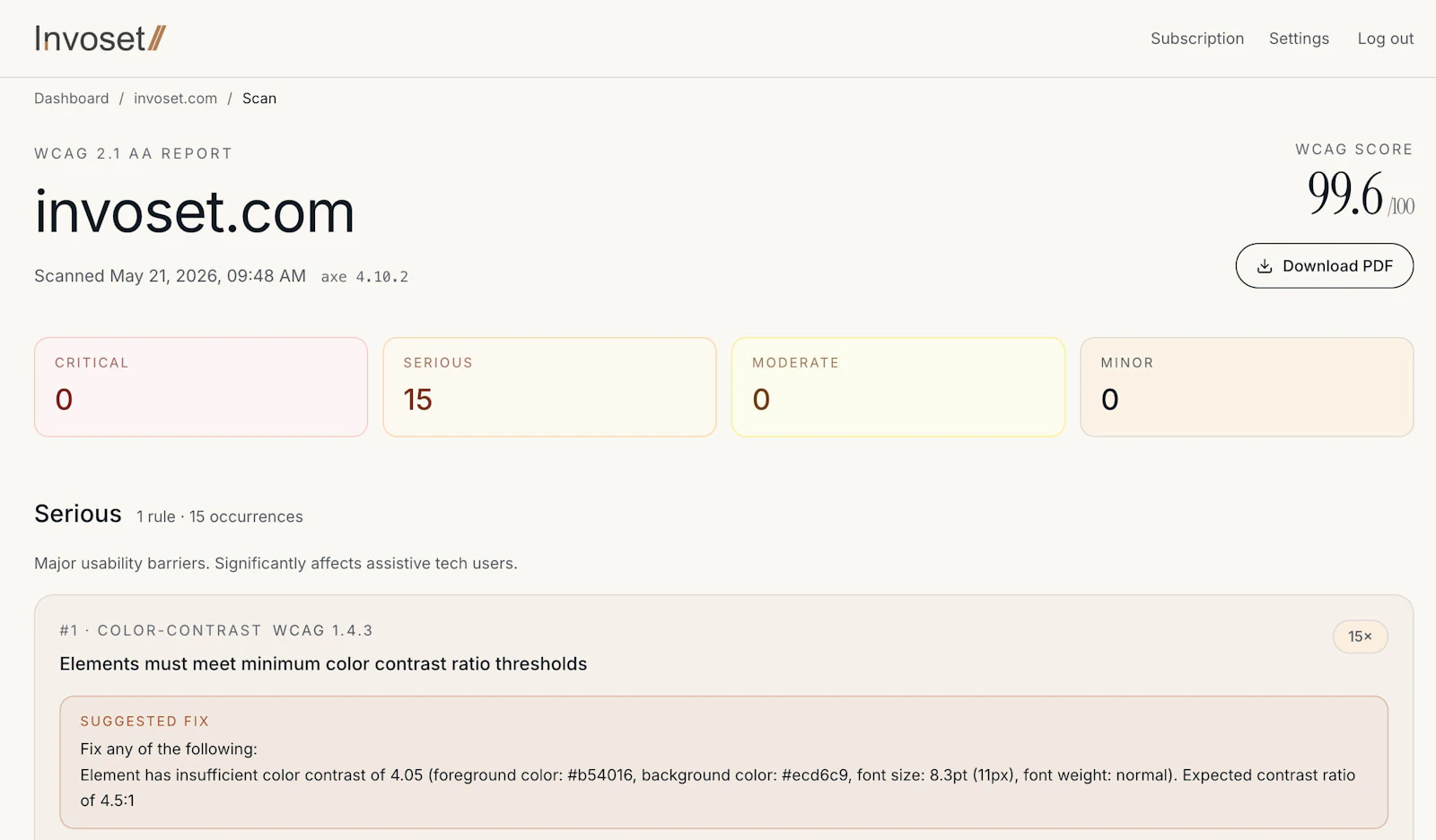 Invoset screenshot 2