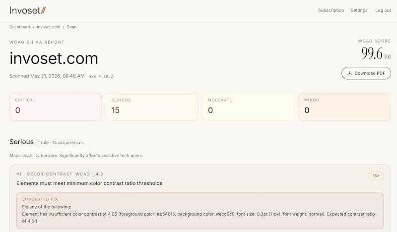 Invoset screenshot 2