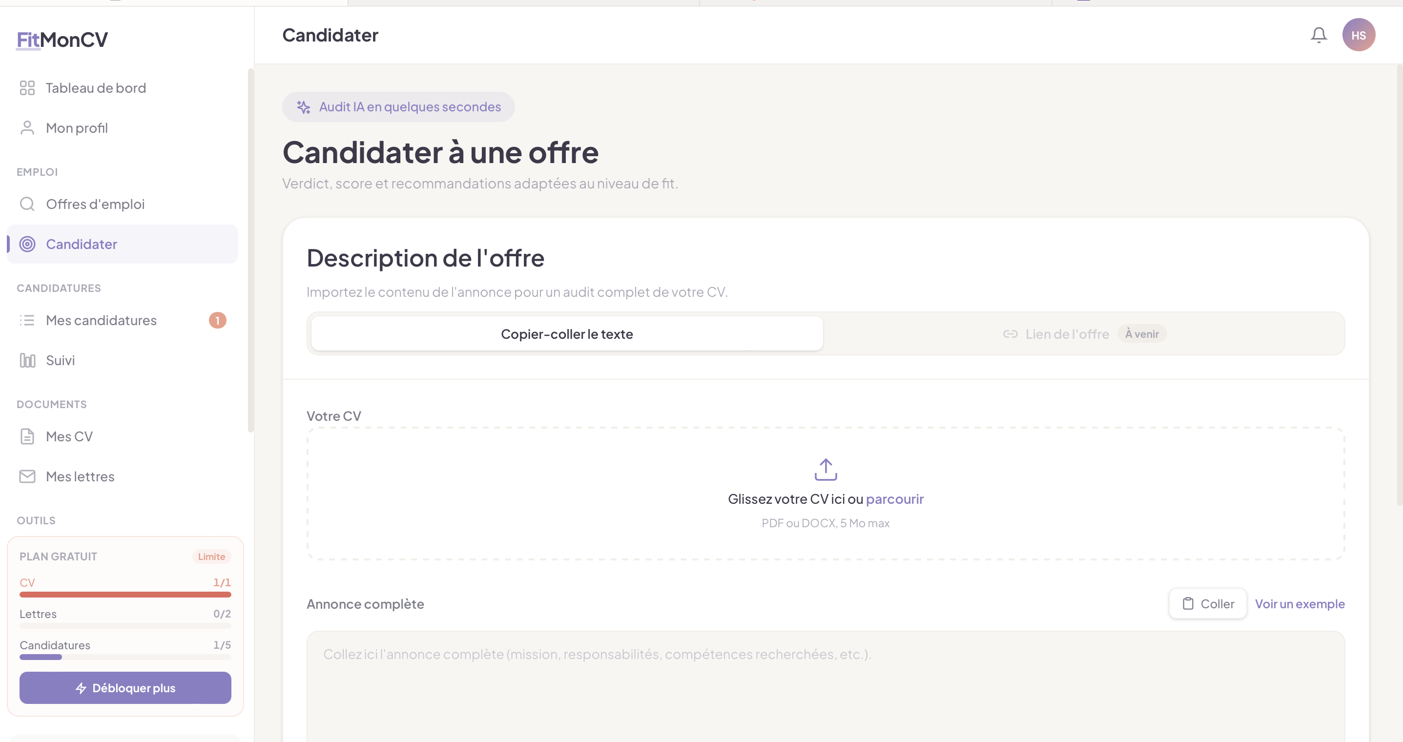 FitMonCV - Screenshot 2 showing product features and functionality