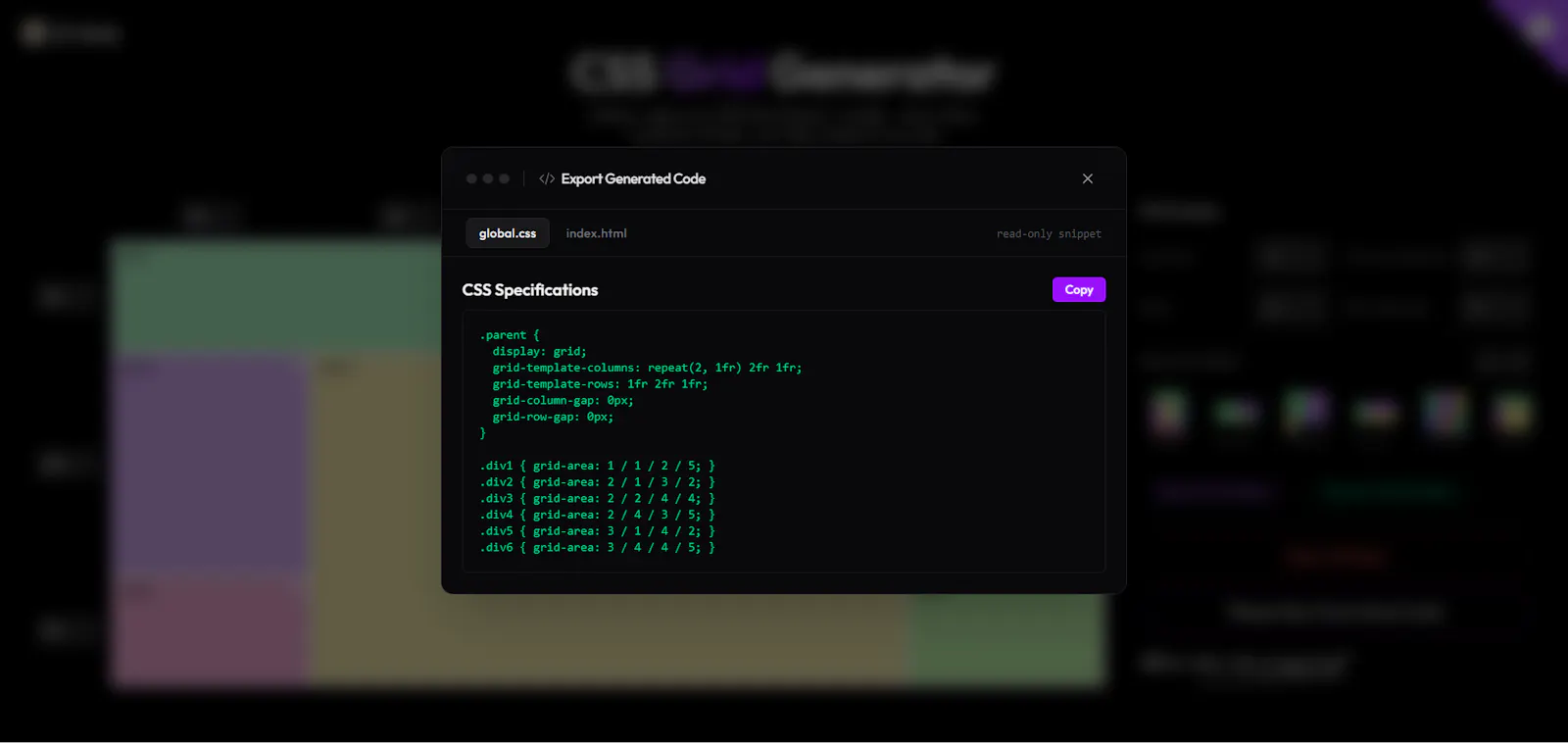 Gridzzly - Visual CSS Grid Builder screenshot 3