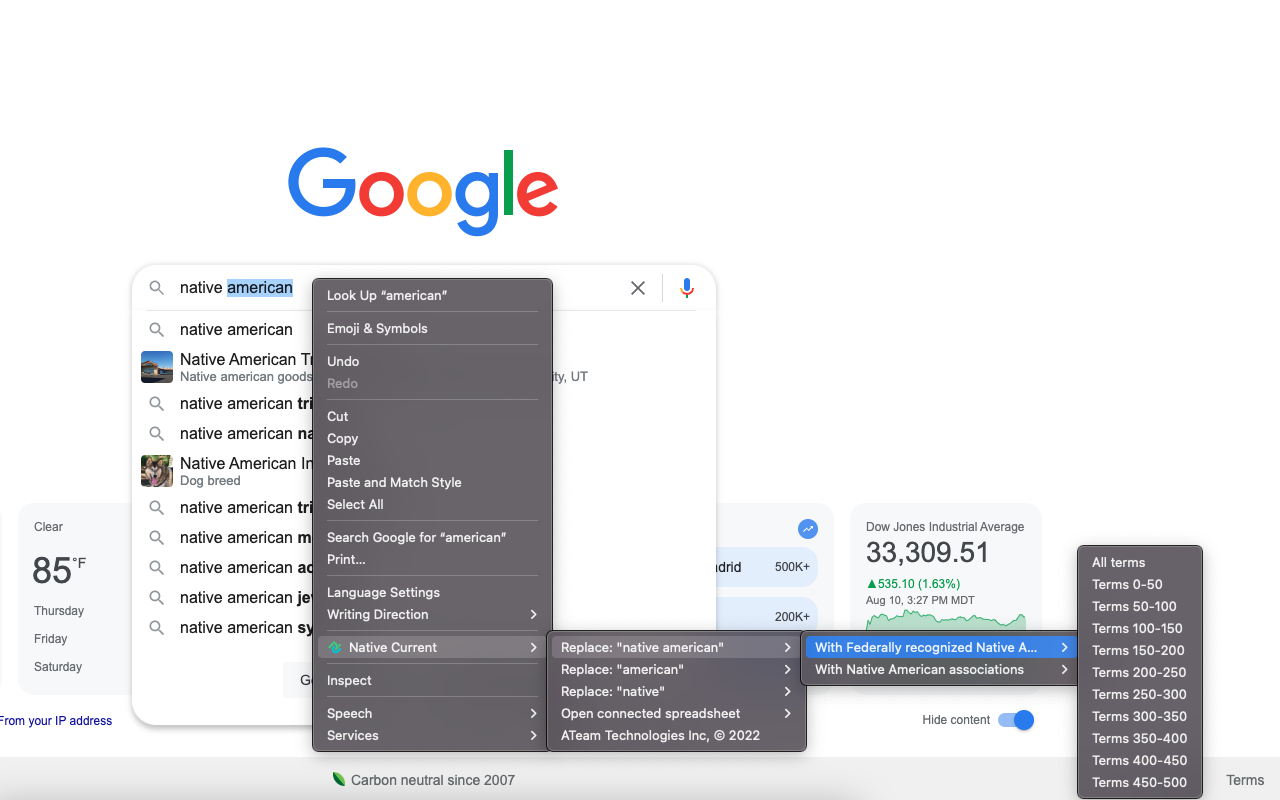 Native Current: Keyword Search Database