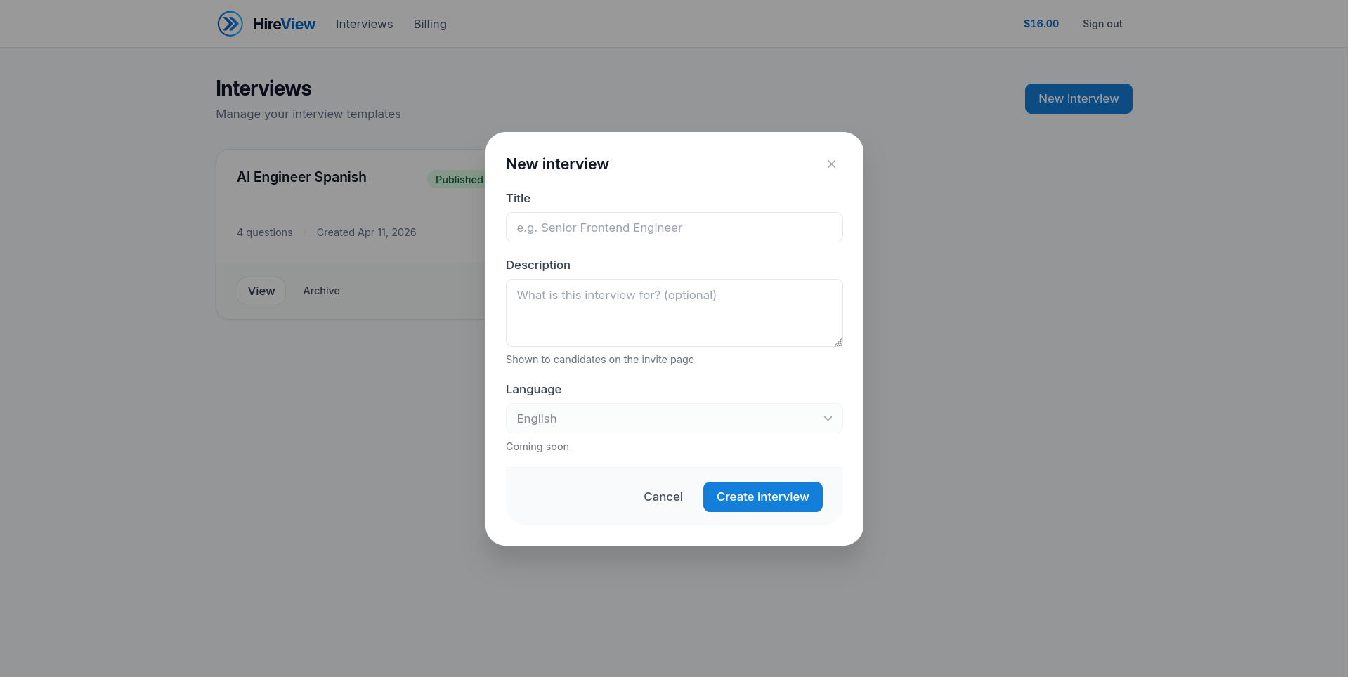 Hireview.io Launch gallery image