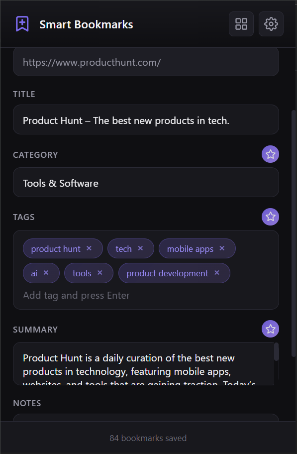 Smart Bookmarks - Screenshot 3 showing product features and functionality