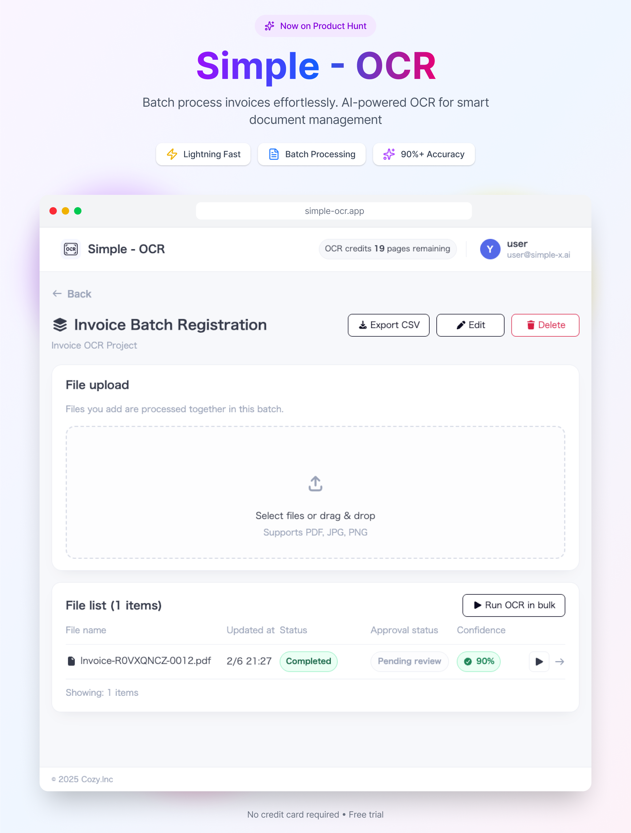 Simple OCR - Main product screenshot demonstrating key features and user interface