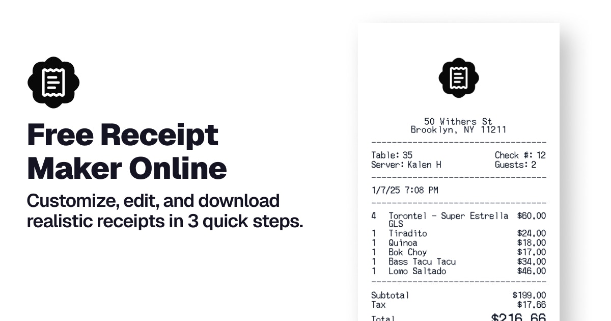 EasyReceiptMaker - Main product screenshot demonstrating key features and user interface