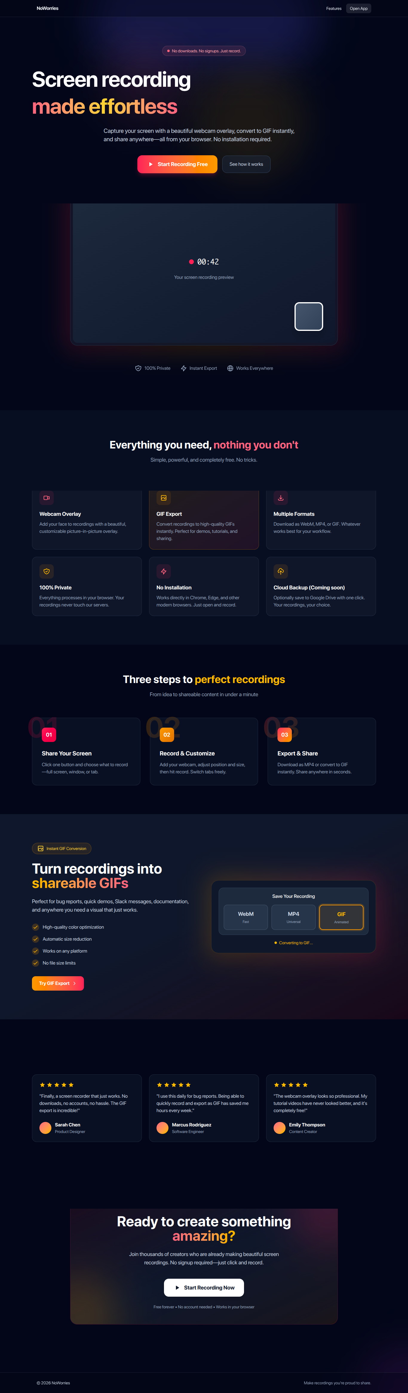 NoWorries — Web Screen Recorder gallery image