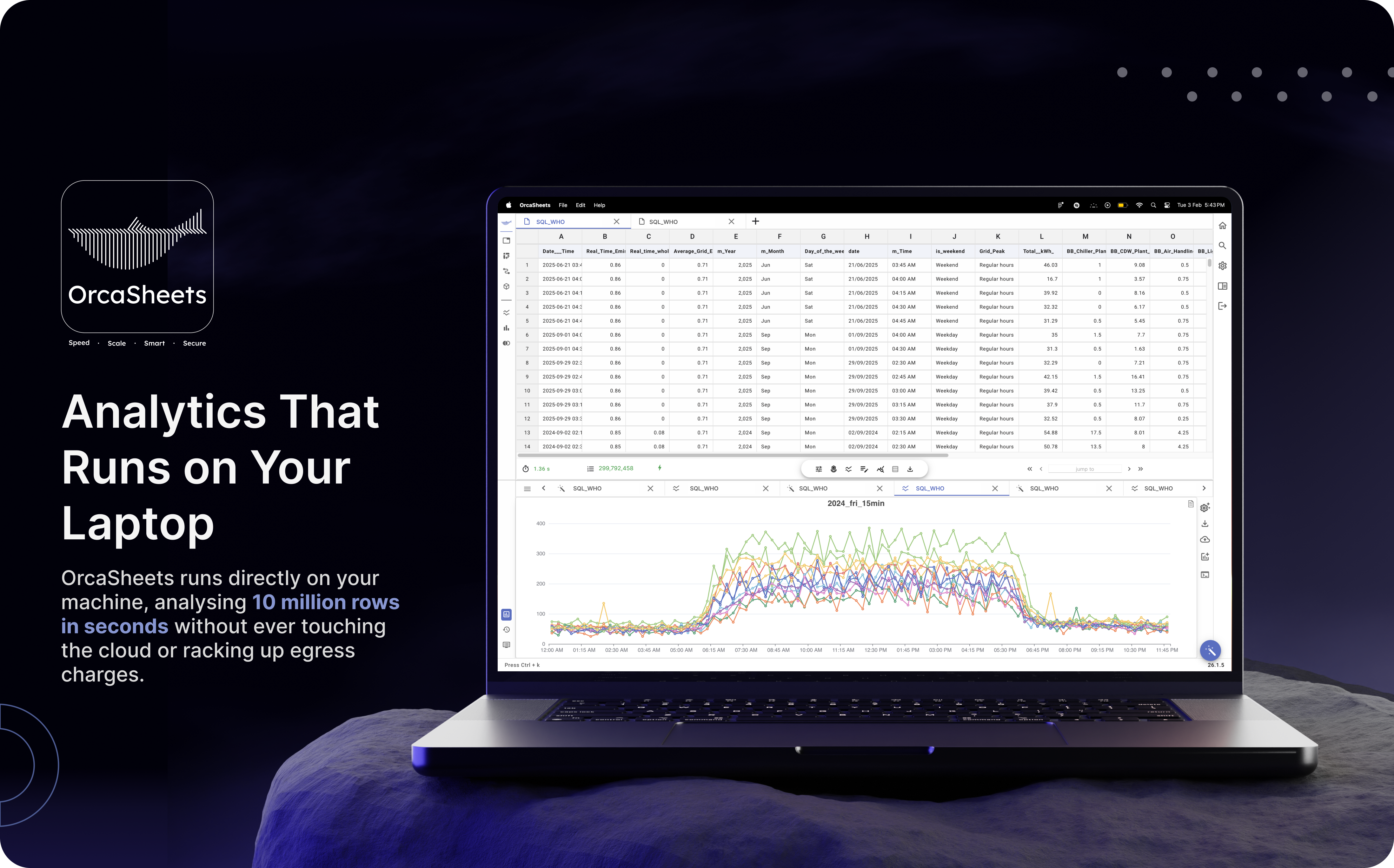 OrcaSheets - Main product screenshot demonstrating key features and user interface