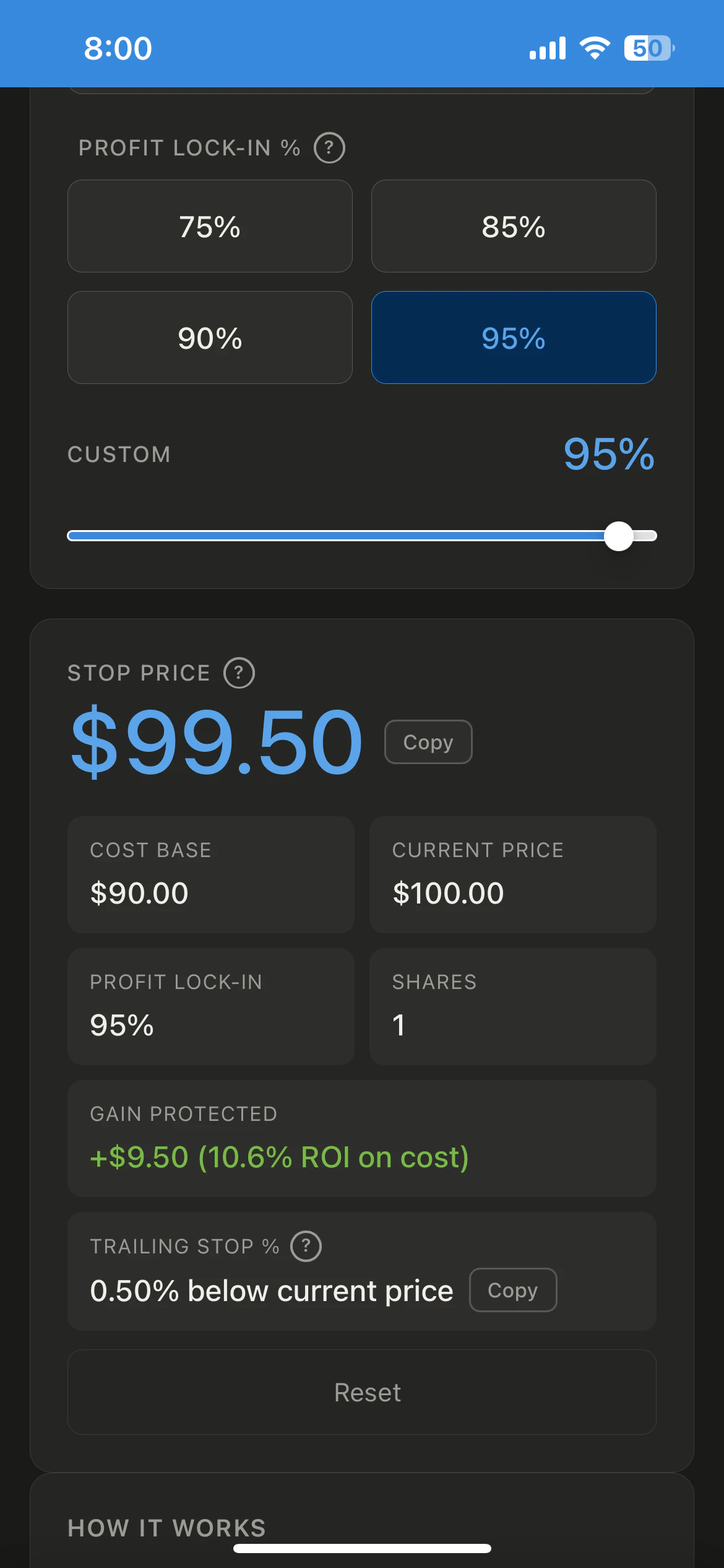 Stop Loss & Trailing Stop Calculator 截图
