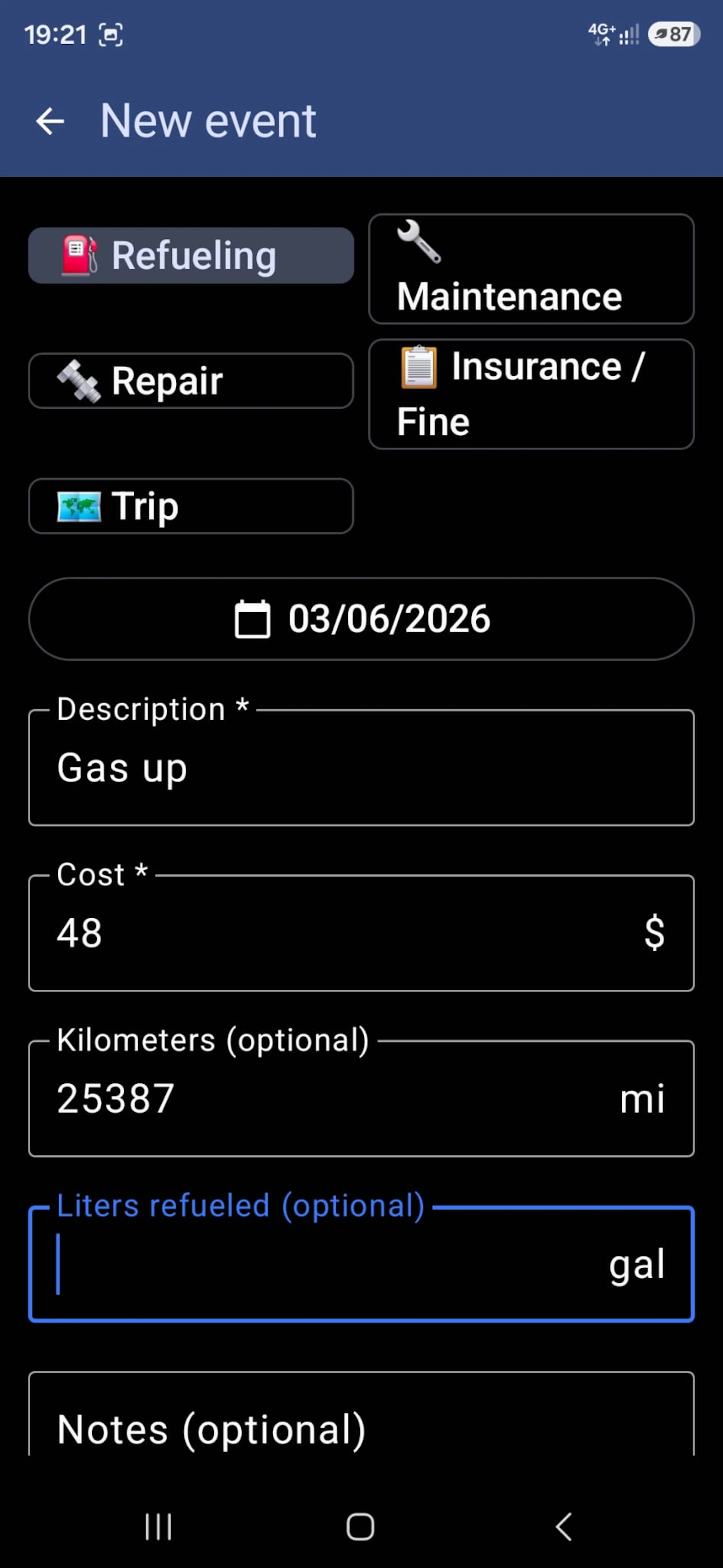 Car Diary – Vehicle Logbook screenshot 2